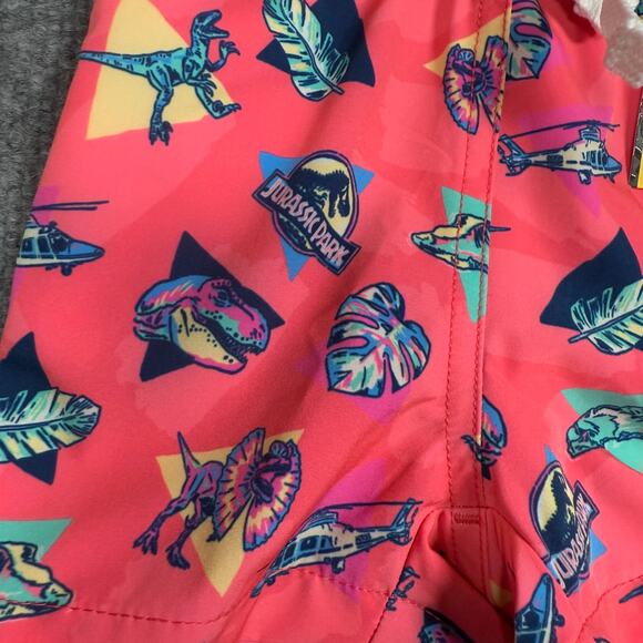 Chubbies Kids 12-18 The Raptor Trainers Swim Trunk Pink Jurassic Park Drawstring - Picture 5 of 10